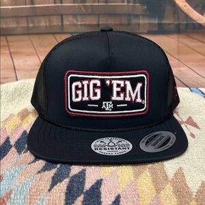 Hooey Texas A&M Black Gig 'Em Patch Snap Back Cap
